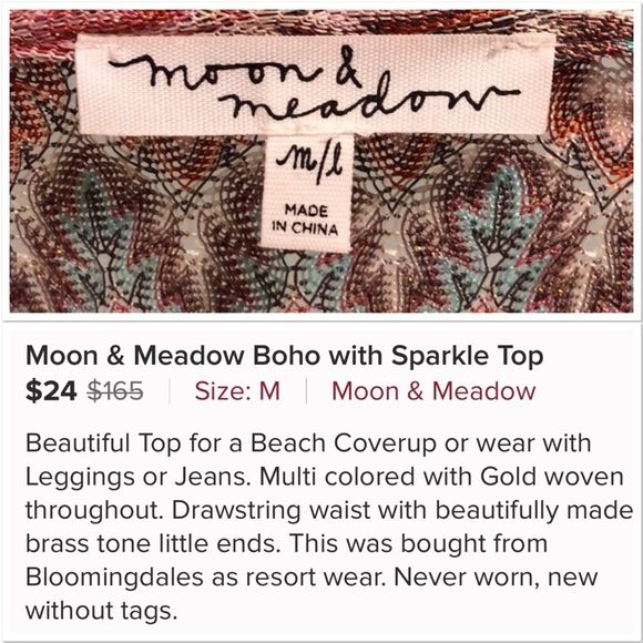 Moon & Meadow Boho Chic Drawstring Tunic Top - Picture 7 of 7